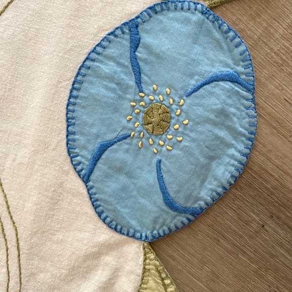 VTG 1920s 1930s Curtain Panel Summer Coverlet Applique Flowers 69.5 x 75" - Picture 8 of 9